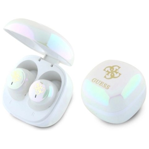 Słuchawki Bluetooth Guess Iridescent 4G Printed Logo TWS + stacja dokująca - białe Guess