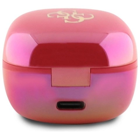 Słuchawki Bluetooth Guess Iridescent 4G Printed Logo TWS + stacja dokująca - fuksja Guess