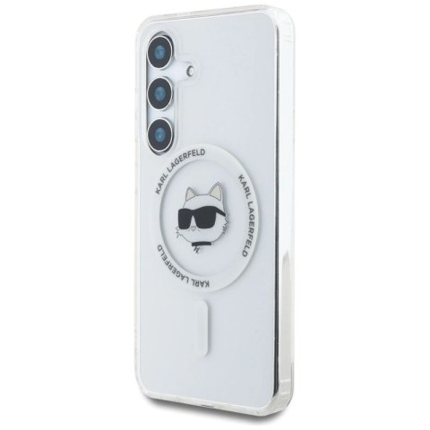 Etui Karl Lagerfeld Button Choupette Head Printed Logo MagSafe Samsung Galaxy S25 Plus biały Karl Lagerfeld
