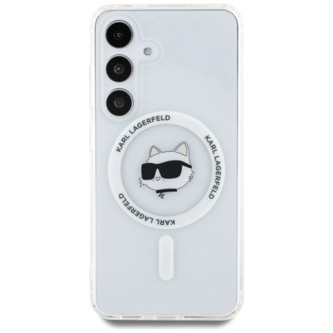 Etui Karl Lagerfeld Button Choupette Head Printed Logo MagSafe Samsung Galaxy S25 biały Karl Lagerfeld