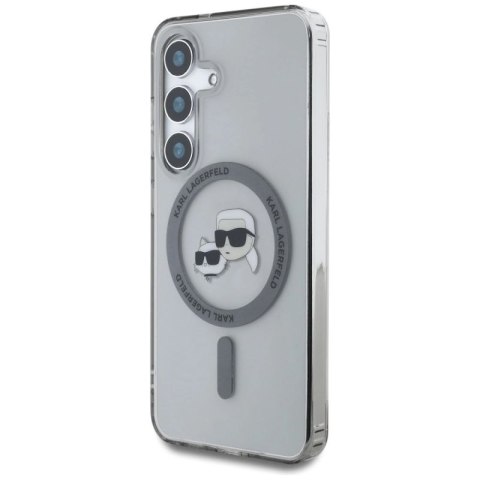 Etui Karl Lagerfeld Button Karl & Choupette Heads Printed Logo MagSafe Samsung Galaxy S25 Plus czarny Karl Lagerfeld