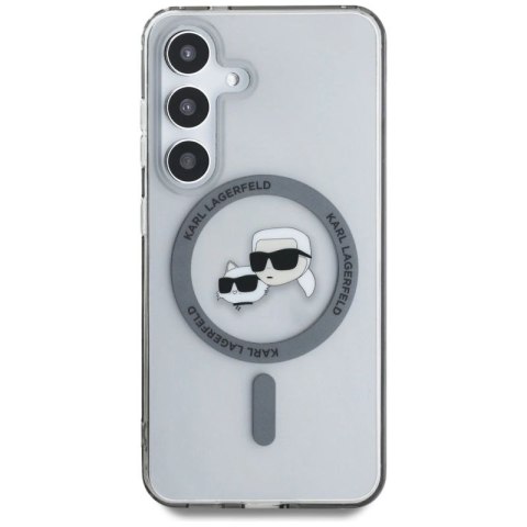 Etui Karl Lagerfeld Button Karl & Choupette Heads Printed Logo MagSafe Samsung Galaxy S25 Plus czarny Karl Lagerfeld