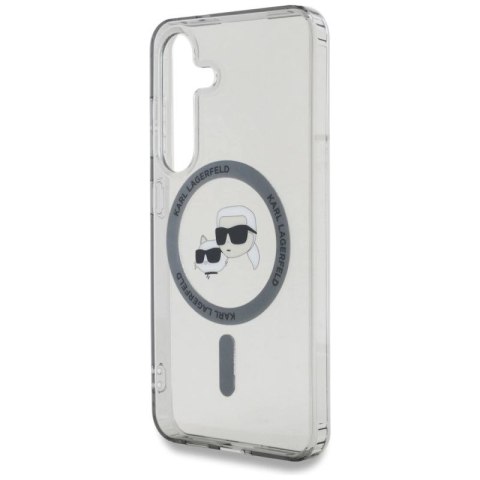 Etui Karl Lagerfeld Button Karl & Choupette Heads Printed Logo MagSafe Samsung Galaxy S25 Plus czarny Karl Lagerfeld