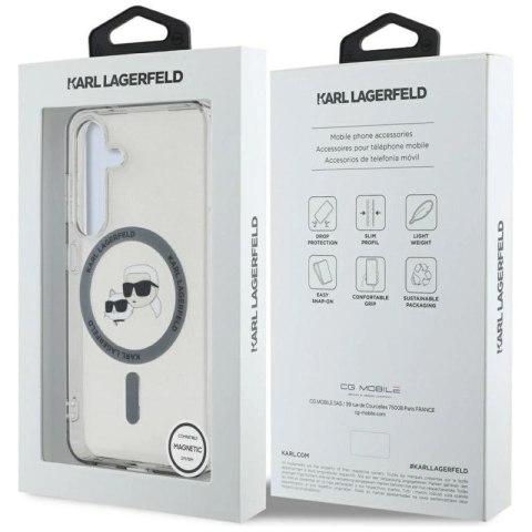 Etui Karl Lagerfeld Button Karl & Choupette Heads Printed Logo MagSafe Samsung Galaxy S25 Plus czarny Karl Lagerfeld
