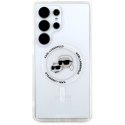 Etui Karl Lagerfeld Button Karl & Choupette Heads Printed Logo MagSafe Samsung Galaxy S25 Ultra biały Karl Lagerfeld