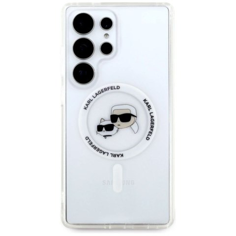 Etui Karl Lagerfeld Button Karl & Choupette Heads Printed Logo MagSafe Samsung Galaxy S25 Ultra biały Karl Lagerfeld