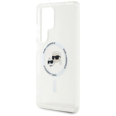Etui Karl Lagerfeld Button Karl & Choupette Heads Printed Logo MagSafe Samsung Galaxy S25 Ultra biały Karl Lagerfeld