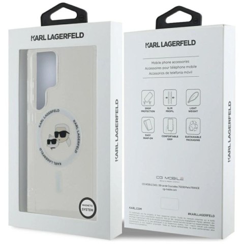 Etui Karl Lagerfeld Button Karl & Choupette Heads Printed Logo MagSafe Samsung Galaxy S25 Ultra biały Karl Lagerfeld