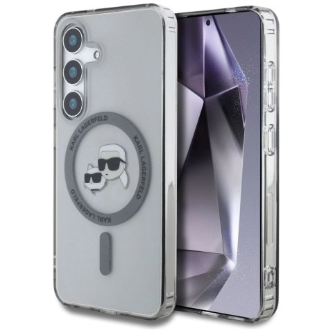Etui Karl Lagerfeld Button Karl & Choupette Heads Printed Logo MagSafe Samsung Galaxy S25 czarny Karl Lagerfeld