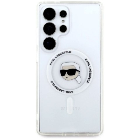 Etui Karl Lagerfeld Button Karl Head Printed Logo MagSafe Samsung Galaxy S25 Ultra biały Karl Lagerfeld
