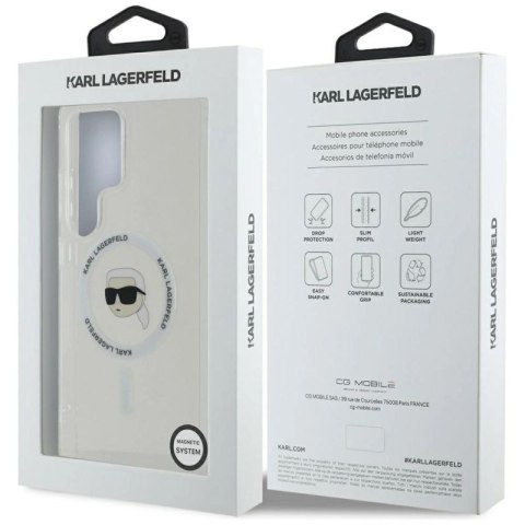 Etui Karl Lagerfeld Button Karl Head Printed Logo MagSafe Samsung Galaxy S25 Ultra biały Karl Lagerfeld