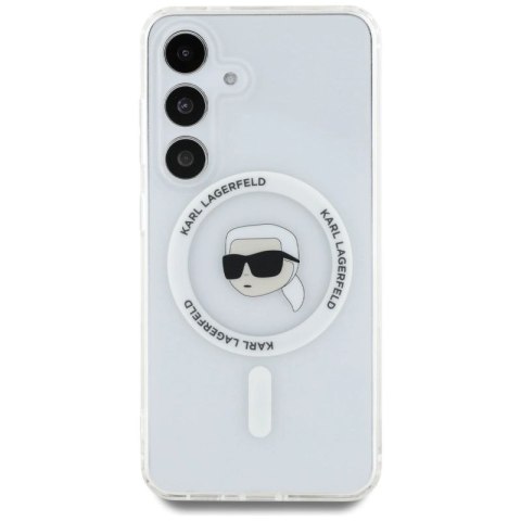 Etui Karl Lagerfeld Button Karl Head Printed Logo MagSafe Samsung Galaxy S25 biały Karl Lagerfeld