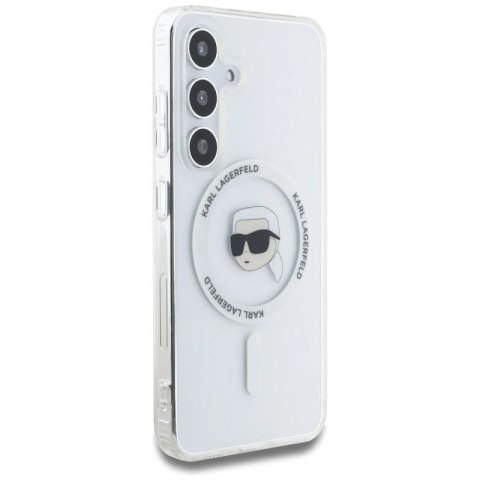 Etui Karl Lagerfeld Button Karl Head Printed Logo MagSafe Samsung Galaxy S25 biały Karl Lagerfeld