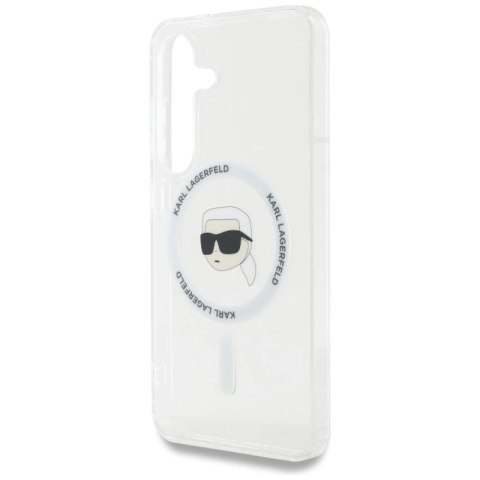 Etui Karl Lagerfeld Button Karl Head Printed Logo MagSafe Samsung Galaxy S25 biały Karl Lagerfeld