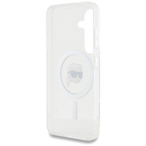 Etui Karl Lagerfeld Button Karl Head Printed Logo MagSafe Samsung Galaxy S25 biały Karl Lagerfeld