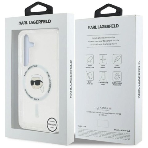 Etui Karl Lagerfeld Button Karl Head Printed Logo MagSafe Samsung Galaxy S25 biały Karl Lagerfeld