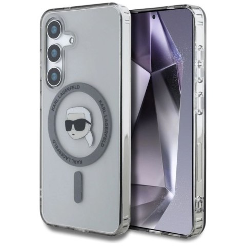 Etui Karl Lagerfeld Button Karl Head Printed Logo MagSafe Samsung Galaxy S25 czarny Karl Lagerfeld