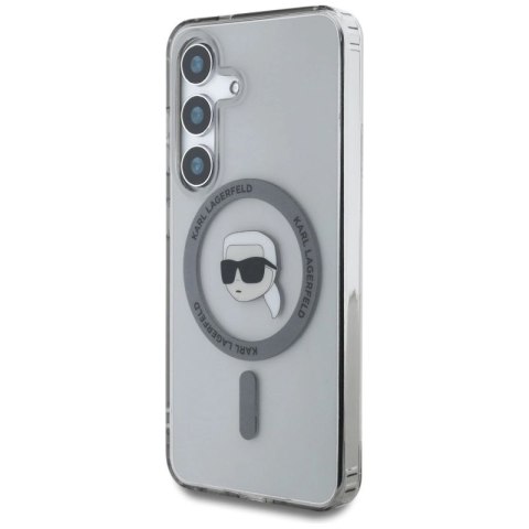 Etui Karl Lagerfeld Button Karl Head Printed Logo MagSafe Samsung Galaxy S25 czarny Karl Lagerfeld