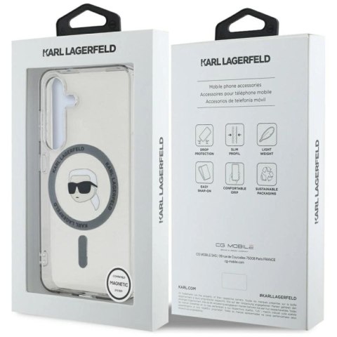 Etui Karl Lagerfeld Button Karl Head Printed Logo MagSafe Samsung Galaxy S25 czarny Karl Lagerfeld