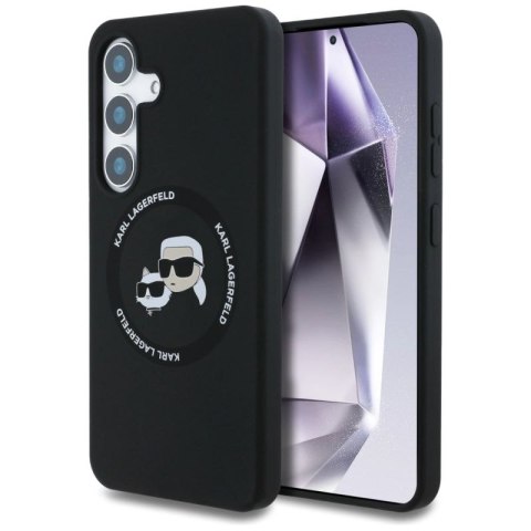 Etui Karl Lagerfeld Silicone Double Heads And Circle MagSafe Samsung Galaxy S25 Plus czarny Karl Lagerfeld