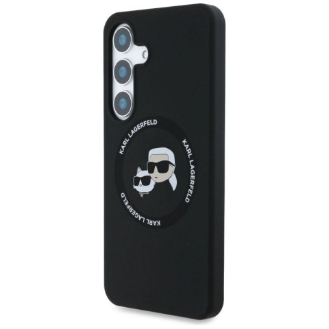 Etui Karl Lagerfeld Silicone Double Heads And Circle MagSafe Samsung Galaxy S25 Plus czarny Karl Lagerfeld