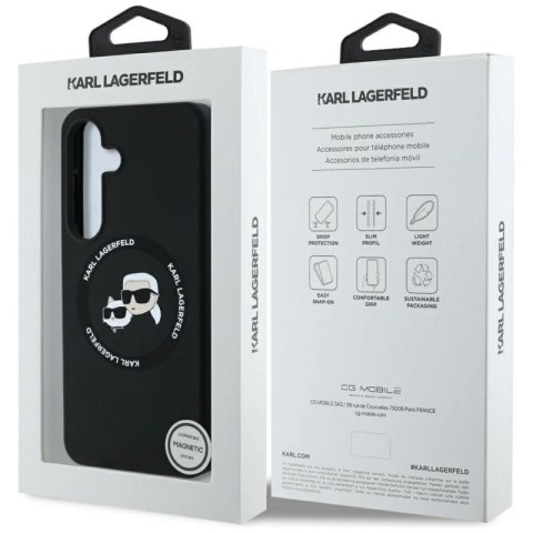 Etui Karl Lagerfeld Silicone Double Heads And Circle MagSafe Samsung Galaxy S25 Plus czarny Karl Lagerfeld