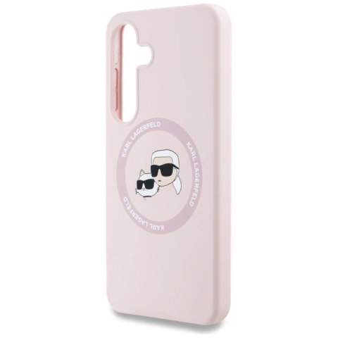 Etui Karl Lagerfeld Silicone Double Heads And Circle MagSafe Samsung Galaxy S25 Plus różowy Karl Lagerfeld