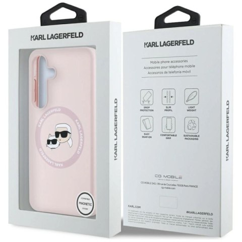Etui Karl Lagerfeld Silicone Double Heads And Circle MagSafe Samsung Galaxy S25 Plus różowy Karl Lagerfeld