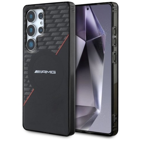 Etui AMG Double Layer Rhombs MagSafe na Samsung Galaxy S25 Ultra - czarno-czerwone Mercedes