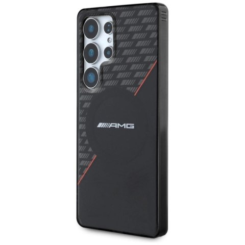 Etui AMG Double Layer Rhombs MagSafe na Samsung Galaxy S25 Ultra - czarno-czerwone Mercedes