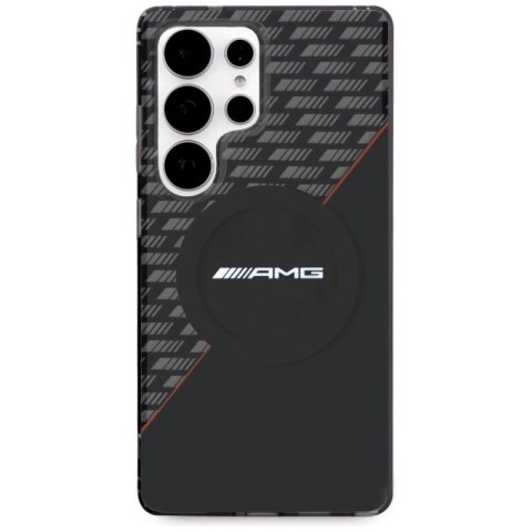 Etui AMG Double Layer Rhombs MagSafe na Samsung Galaxy S25 Ultra - czarno-czerwone Mercedes