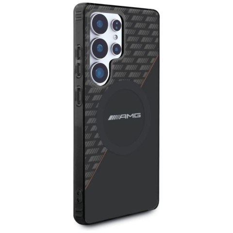 Etui AMG Double Layer Rhombs MagSafe na Samsung Galaxy S25 Ultra - czarno-czerwone Mercedes