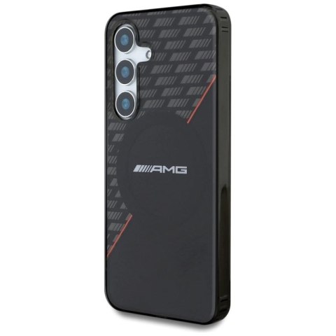 Etui AMG Double Layer Rhombs MagSafe na Samsung Galaxy S25 - czarno-czerwone Mercedes