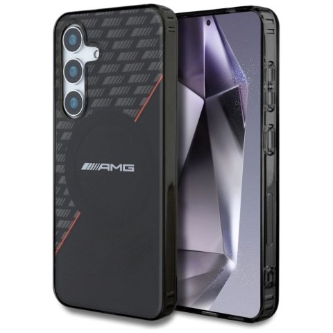 Etui AMG Double Layer Rhombs MagSafe na Samsung Galaxy S25+ - czarno-czerwone Mercedes