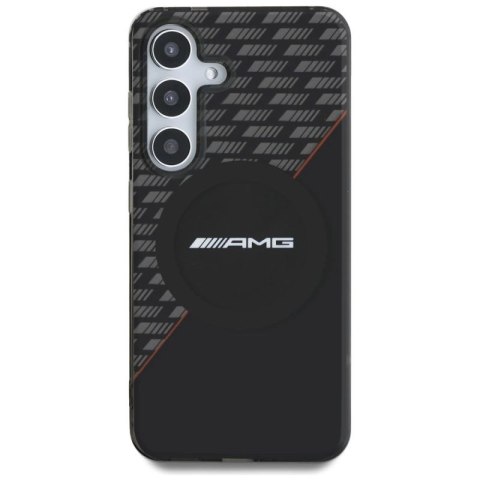 Etui AMG Double Layer Rhombs MagSafe na Samsung Galaxy S25+ - czarno-czerwone Mercedes
