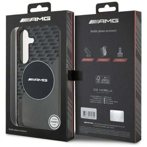 Etui AMG Transparent Rhombs MagSafe na Samsung Galaxy S25 - czarne Mercedes