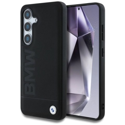 Etui BMW Leather Big Wordmark na Samsung Galaxy S25+ - czarne BMW