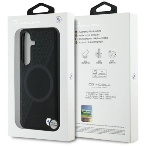 Etui BMW Leather Half Textured MagSafe na Samsung Galaxy S25 - czarne BMW