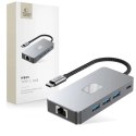 Adapter Tech-Protect HB05 HUB 9w1 USB-C + USB2.0 + USB3.0 + HDMI 4K 60HZ + SD / TF + PD100W + RJ45 - szary Tech-Protect