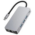Adapter Tech-Protect HB05 HUB 9w1 USB-C + USB2.0 + USB3.0 + HDMI 4K 60HZ + SD / TF + PD100W + RJ45 - szary Tech-Protect