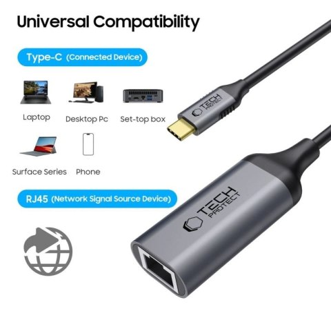Adapter Tech-Protect UltraBoost USB-C do Ethernet RJ45 1000Mbps - czarny Tech-Protect