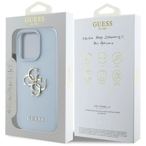 Etui Guess Grained Big 4G Logo Small Classic Logo na iPhone 16 Pro Max - niebieskie Hikvision