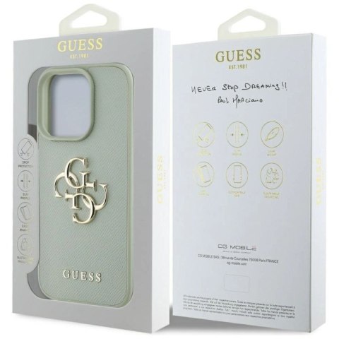 Etui Guess Grained Big 4G Logo Small Classic Logo na iPhone 16 Pro Max - zielone Guess