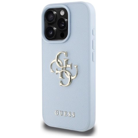 Etui Guess Grained Big 4G Logo Small Classic Logo na iPhone 16 Pro - niebieskie Guess