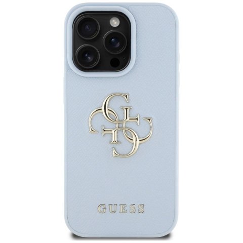 Etui Guess Grained Big 4G Logo Small Classic Logo na iPhone 16 Pro - niebieskie Guess