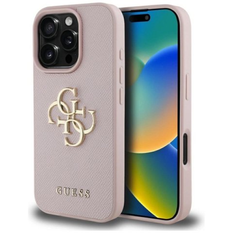 Etui Guess Grained Big 4G Logo Small Classic Logo na iPhone 16 Pro - różowe Guess