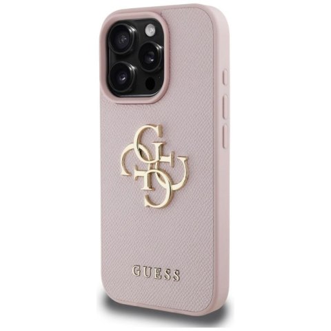 Etui Guess Grained Big 4G Logo Small Classic Logo na iPhone 16 Pro - różowe Guess