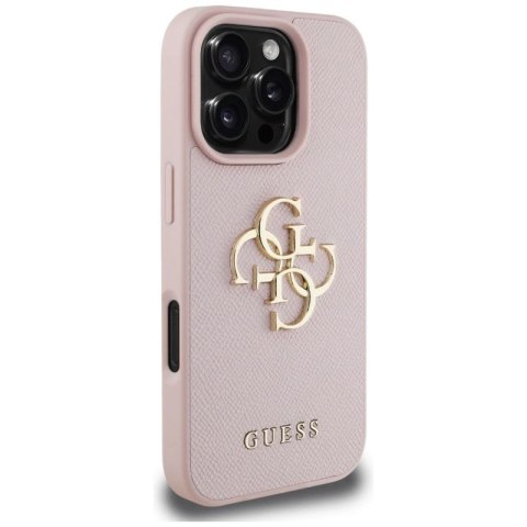 Etui Guess Grained Big 4G Logo Small Classic Logo na iPhone 16 Pro - różowe Guess