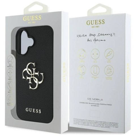 Etui Guess Grained Big 4G Logo Small Classic Logo na iPhone 16 - czarne Guess