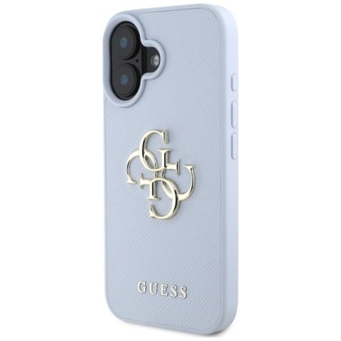 Etui Guess Grained Big 4G Logo Small Classic Logo na iPhone 16 - niebieskie Guess
